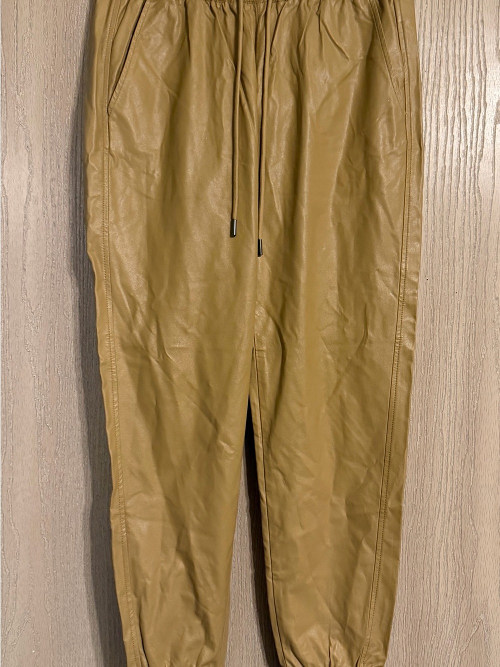 Stella Luce Camel Faux Leather Jogger Pants Size Small - Picture 5 of 16